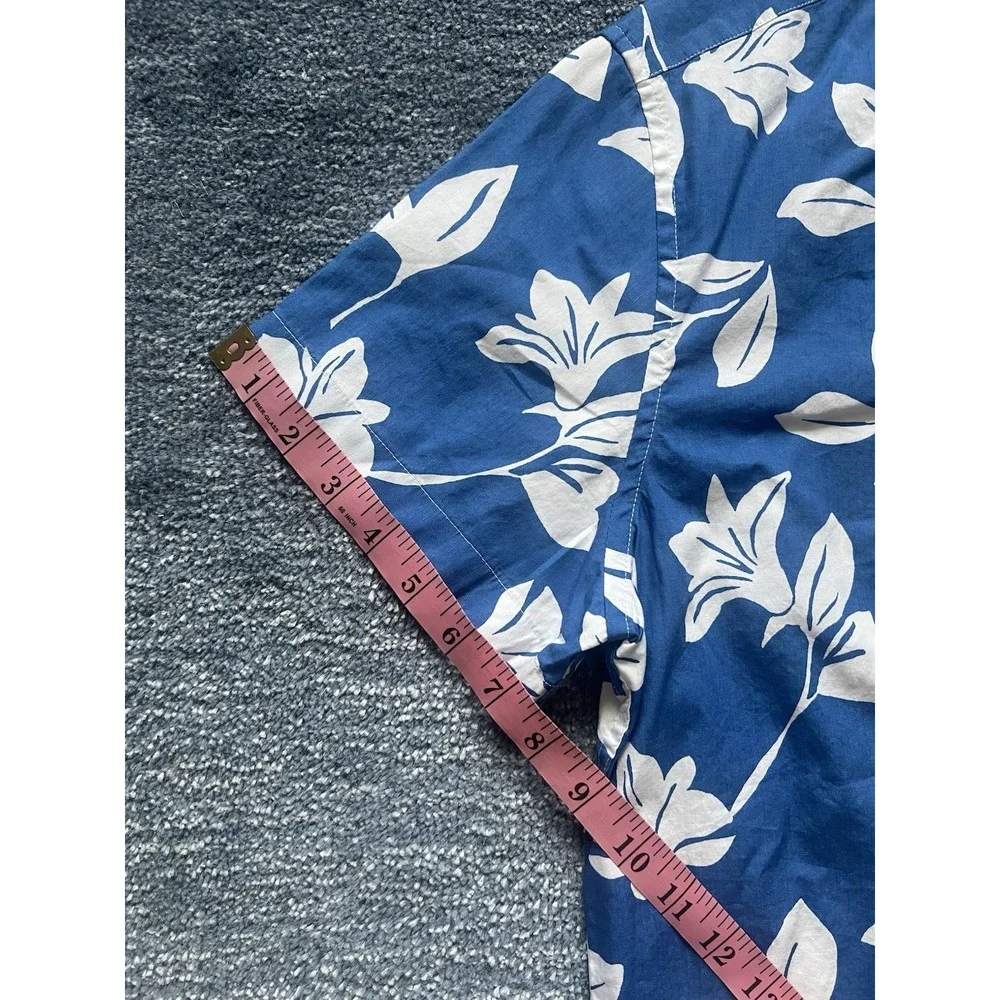 J.Crew‎ Flex Washed Hawaiian Shirt Blue White Floral Men's L